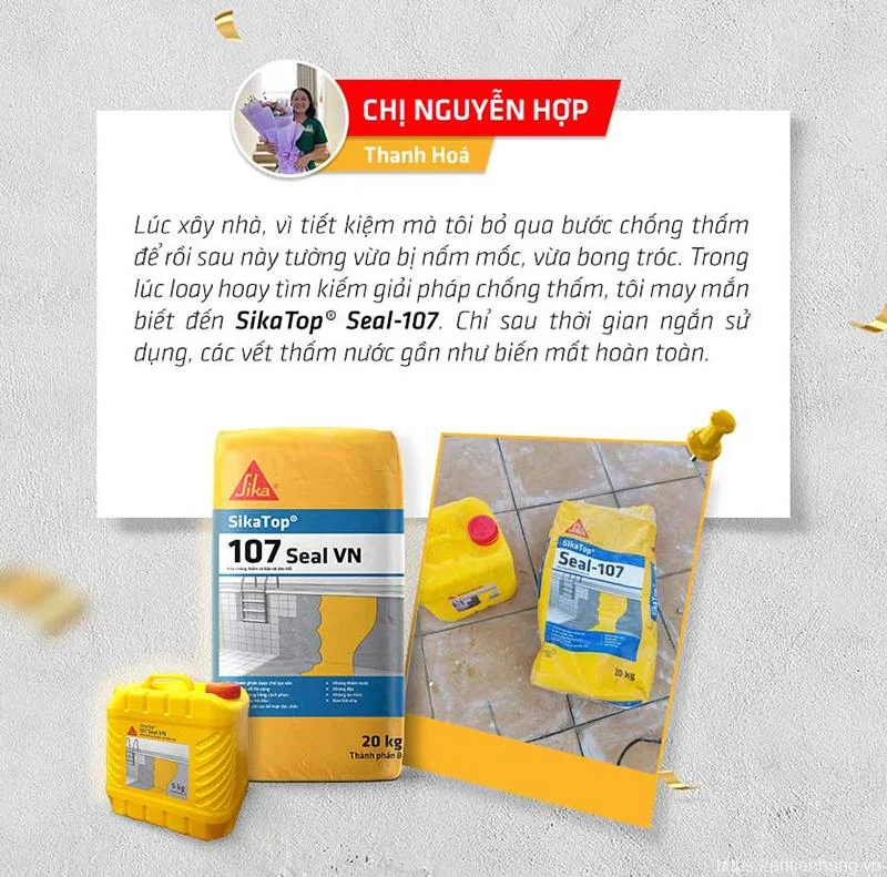 Đánh giá khách hàng sử dụng vữa chống thấm Sikatop Seal 107