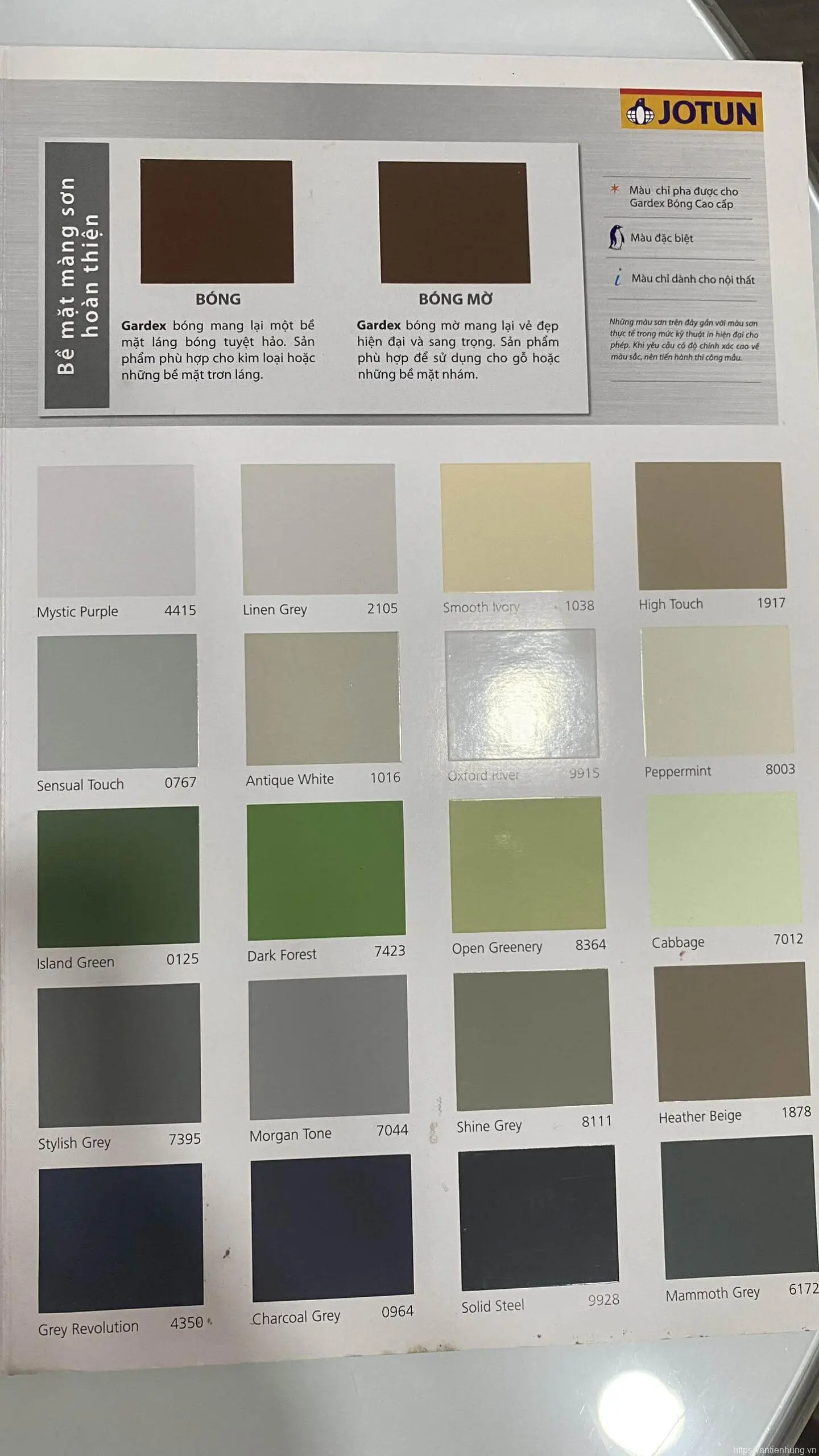 Bảng màu sơn Gardex Gloss