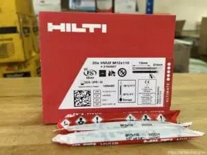Sản phẩm túi hóa chất cấy thép Hilti HVU2 M12 chuyên dùng neo cấy bulong M12