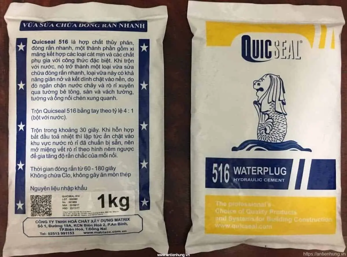 VỮA ĐÔNG CỨNG NHANH QUICSEAL 516 WATERPLUG