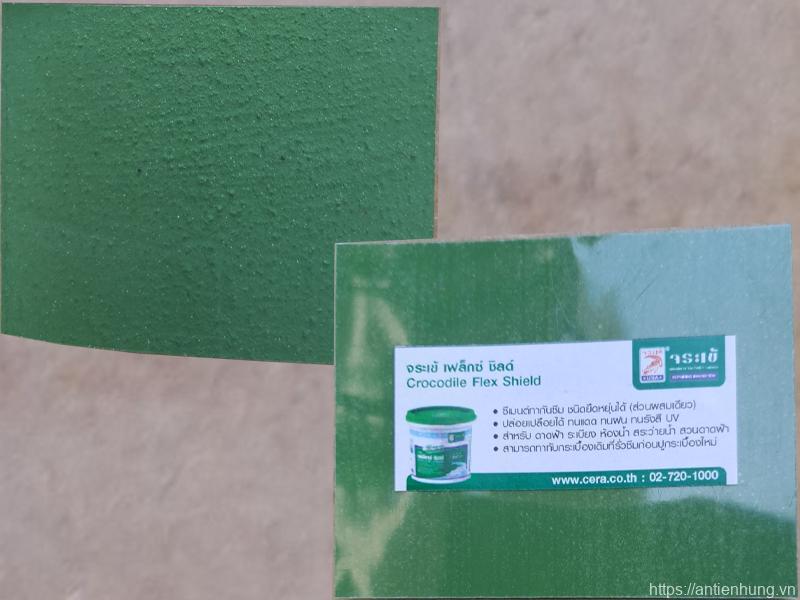 Mẫu thi công chống thấm Crocodile Flex Shield 1K màu xanh