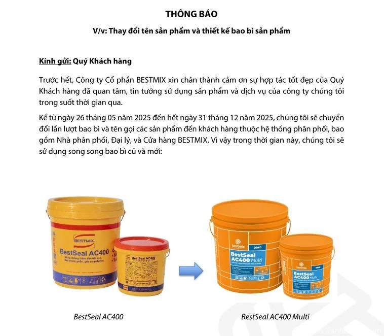 Thay đổi tên sản phẩm và thiết kế bao bì sản phẩm Bestmix