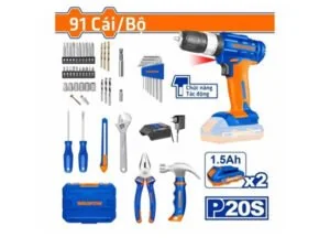 Bộ Máy khoan búa dùng pin 20V kèm 91 món dụng cụ Wadfow WDT1B90