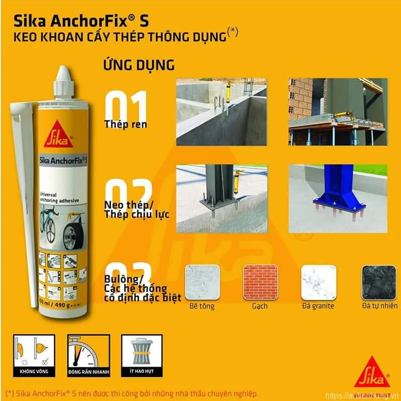Khám phá Sika AnchorFix S – Keo khoan cấy thép chuyên dụng cho các hạng mục neo thép trong bê tông không nứt