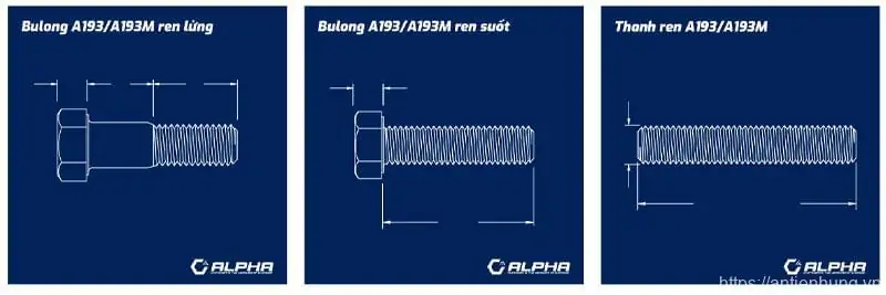 Hình dáng Bulong Astm A193/a193m