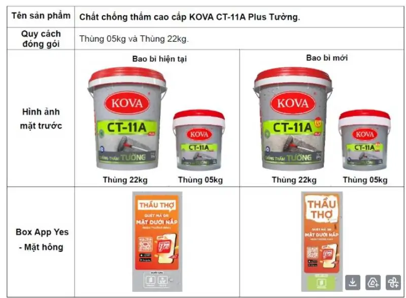 Hình ảnh bao bì mới hất Chống Thấm Cao Cấp Kova Ct-11a Plus Tường