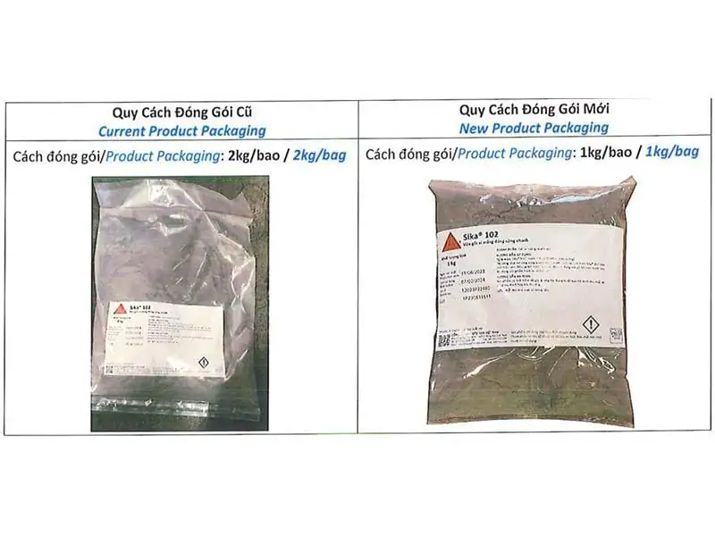 Thay Đổi Quy Cách Đóng Gói Sản Phẩm Sika 102