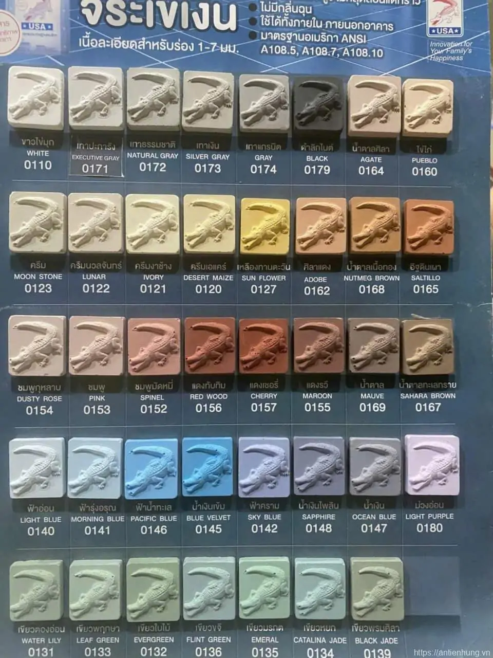 Bảng màu keo chà mạch Crocodile Silver Grout 