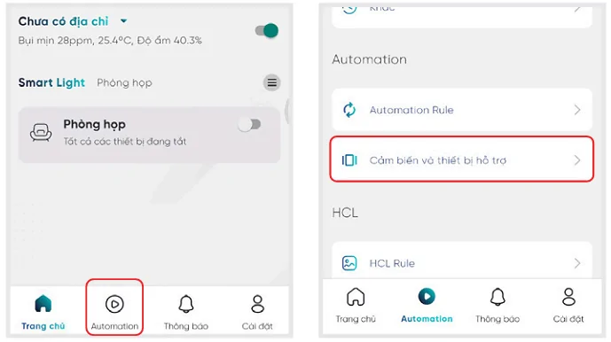 Cài đặt cảnh cho thiết bị