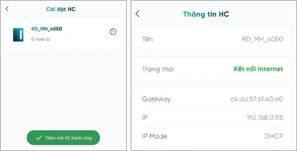 Cấu hình mạng cho bộ điều khiển trung tâm Mini