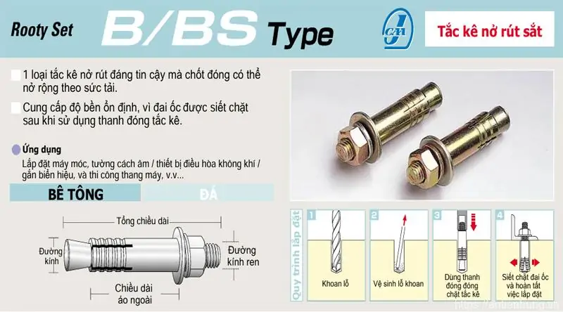 Tắc kê nở rút sắt Unika