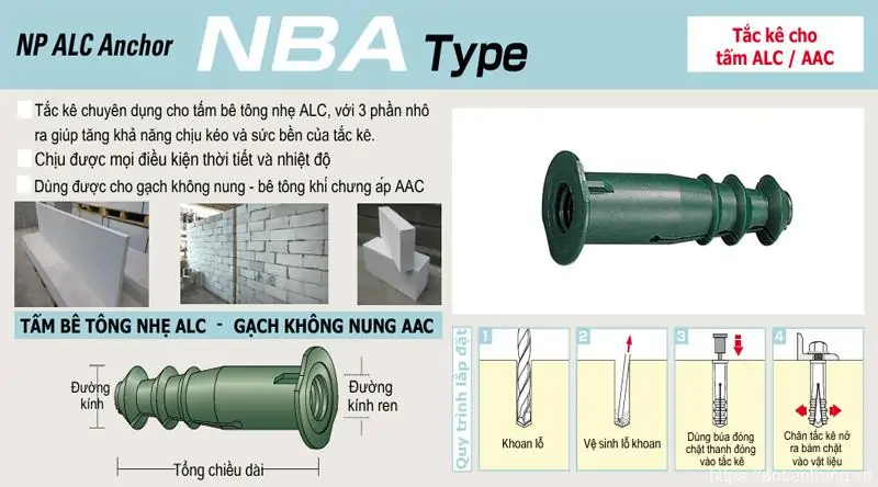 Tắc kê cho tấm Unika