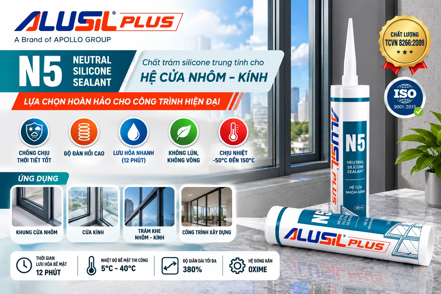 Keo silicone Alusil Plus Silicone Sealant N5